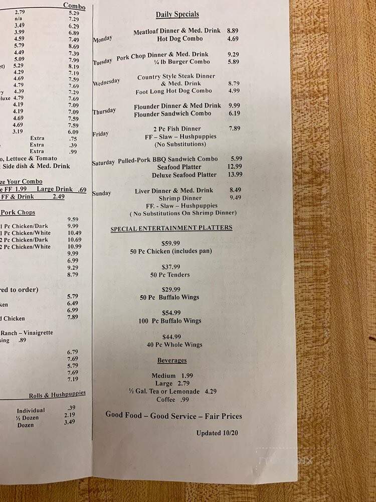 Golden Skillet - Henderson, NC menu_pic