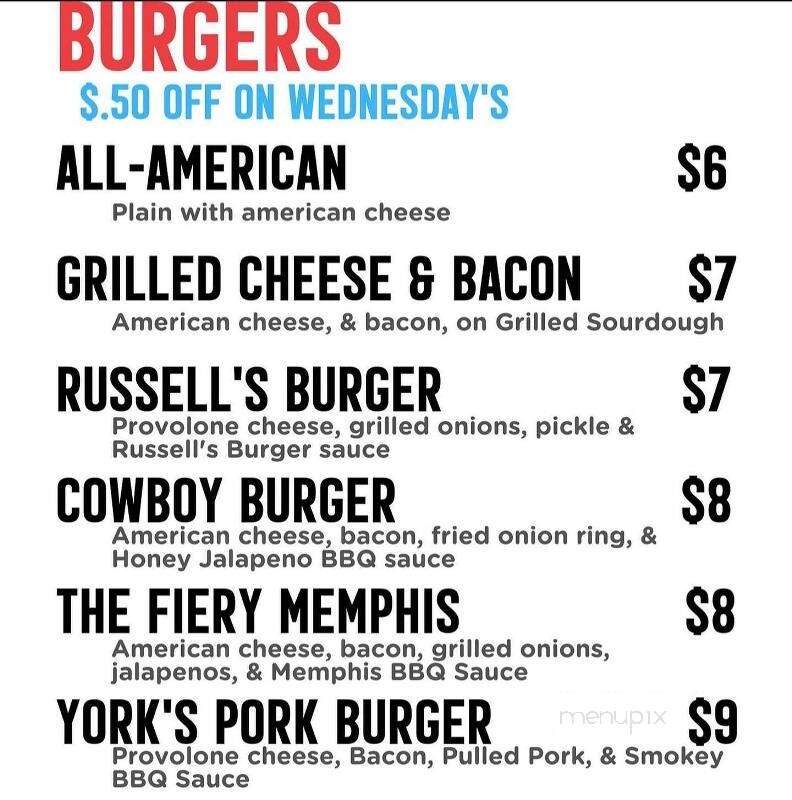 Russell's Restaurant - Linesville, PA menu_pic