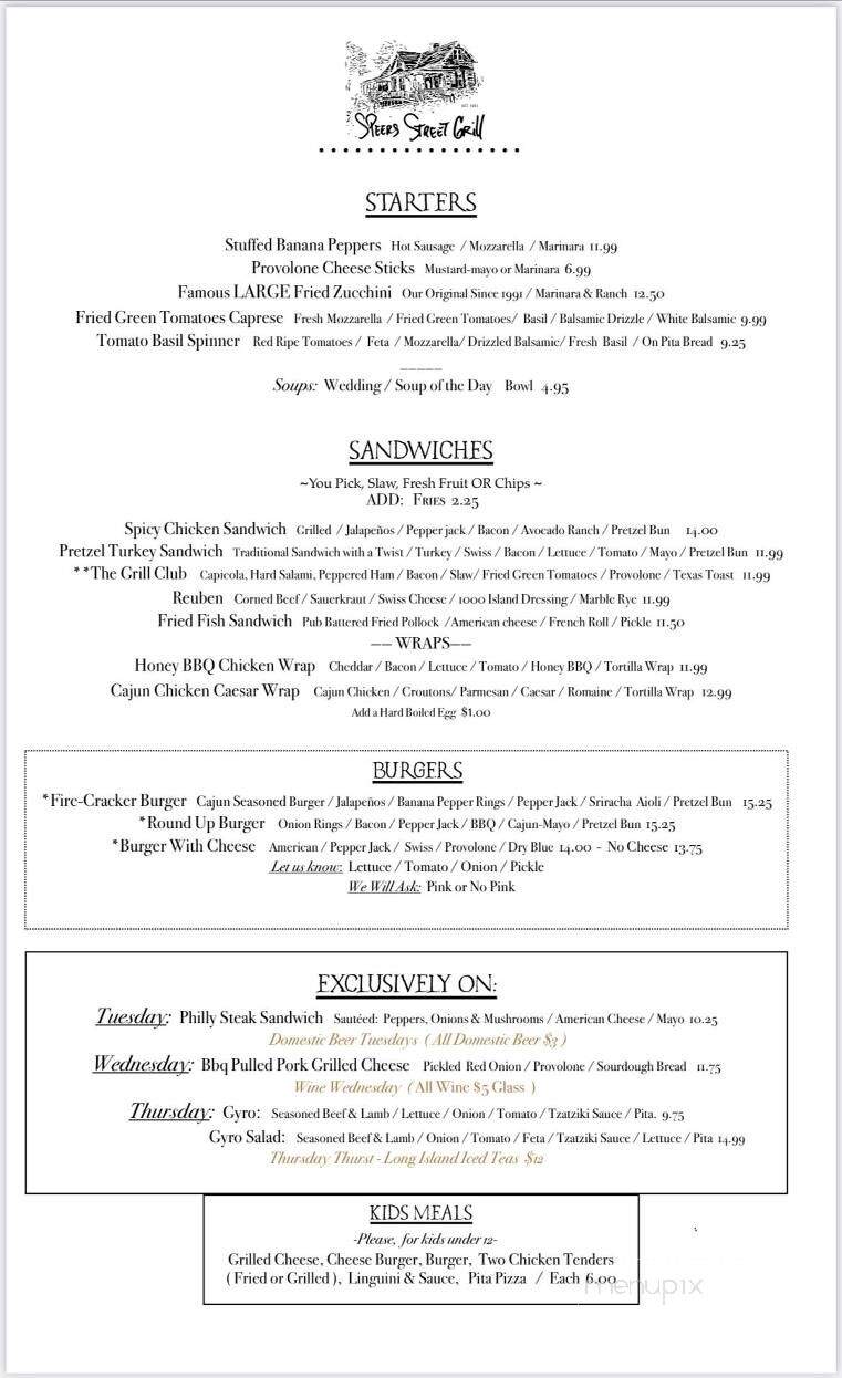 Speer Street Grill - Belle Vernon, PA menu_pic