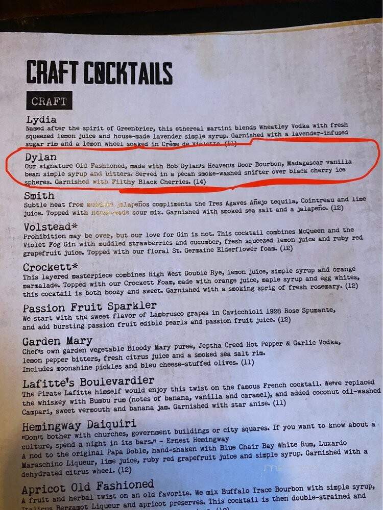 Greenbrier Restaurant - Gatlinburg, TN menu_pic