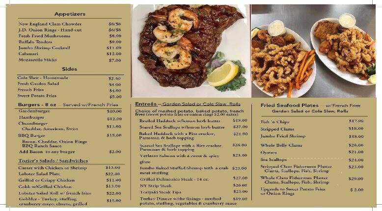 Tozier's Restaurant - Bethel, VT menu_pic