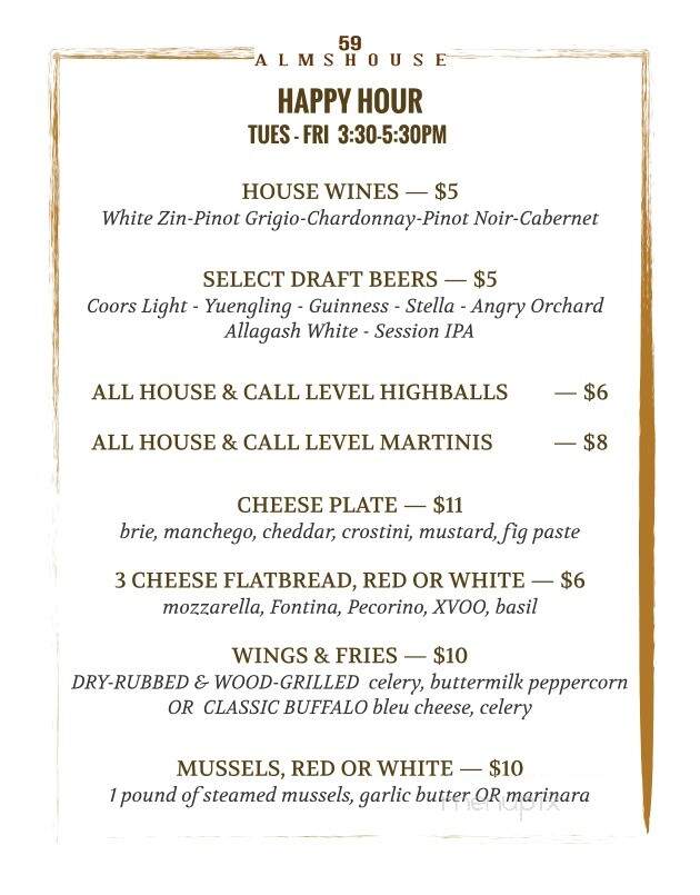 59 Almshouse - Richboro, PA menu_pic