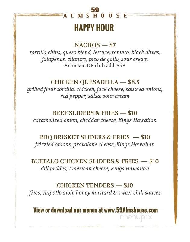 59 Almshouse - Richboro, PA menu_pic