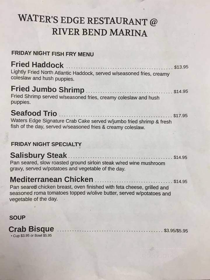 River Bend Marina and Water's Edge Cafe - New Bern, NC menu_pic