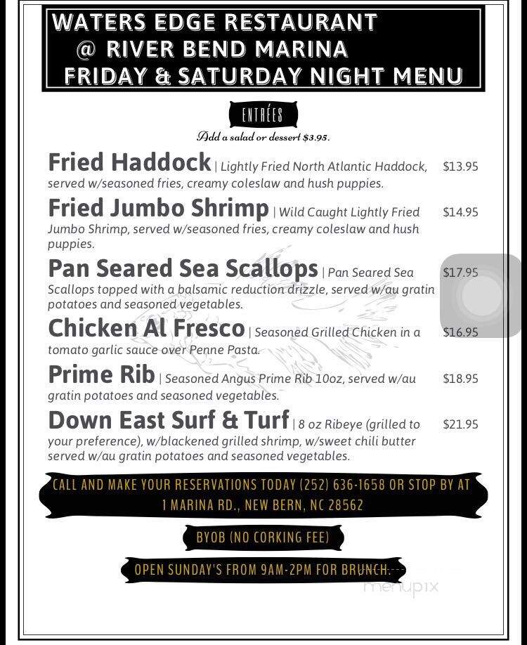 River Bend Marina and Water's Edge Cafe - New Bern, NC menu_pic