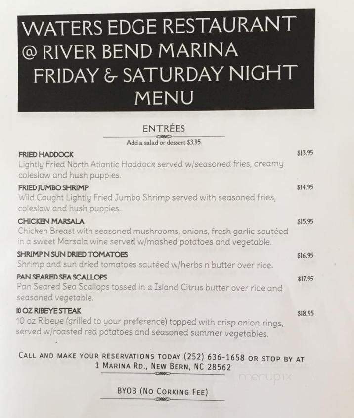 River Bend Marina and Water's Edge Cafe - New Bern, NC menu_pic