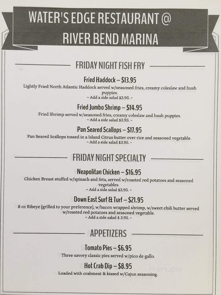 River Bend Marina and Water's Edge Cafe - New Bern, NC menu_pic