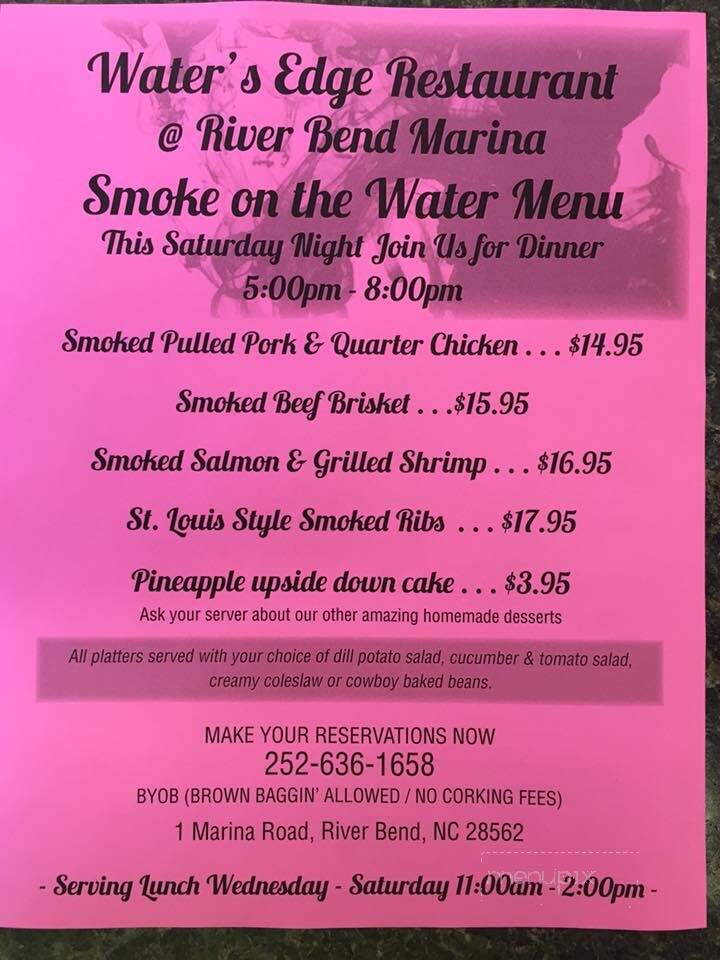 River Bend Marina and Water's Edge Cafe - New Bern, NC menu_pic