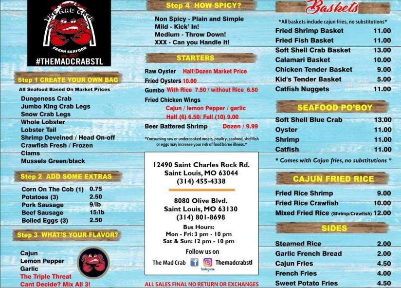 The Mad Crab - Bridgeton, MO menu_pic