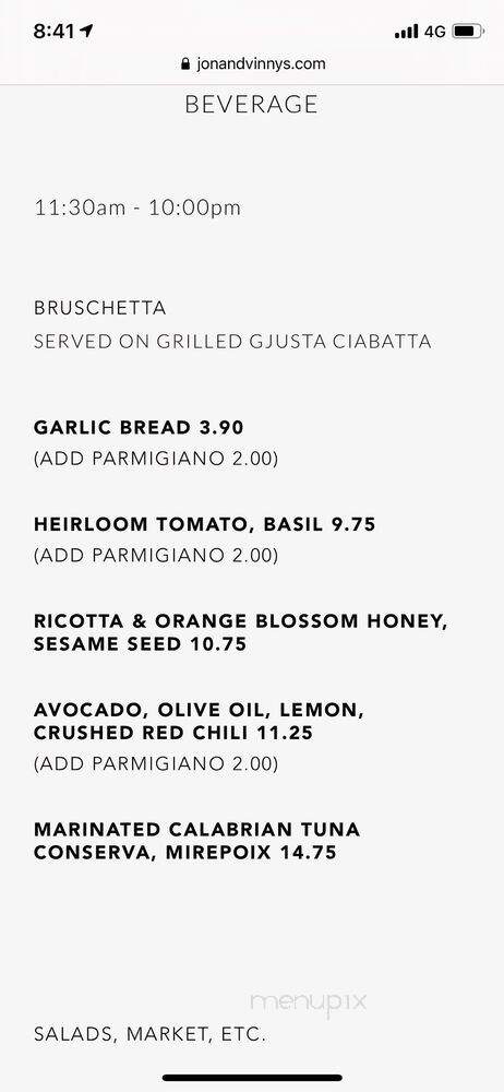Jon & Vinny's Slauson - Windsor Hills, CA menu_pic