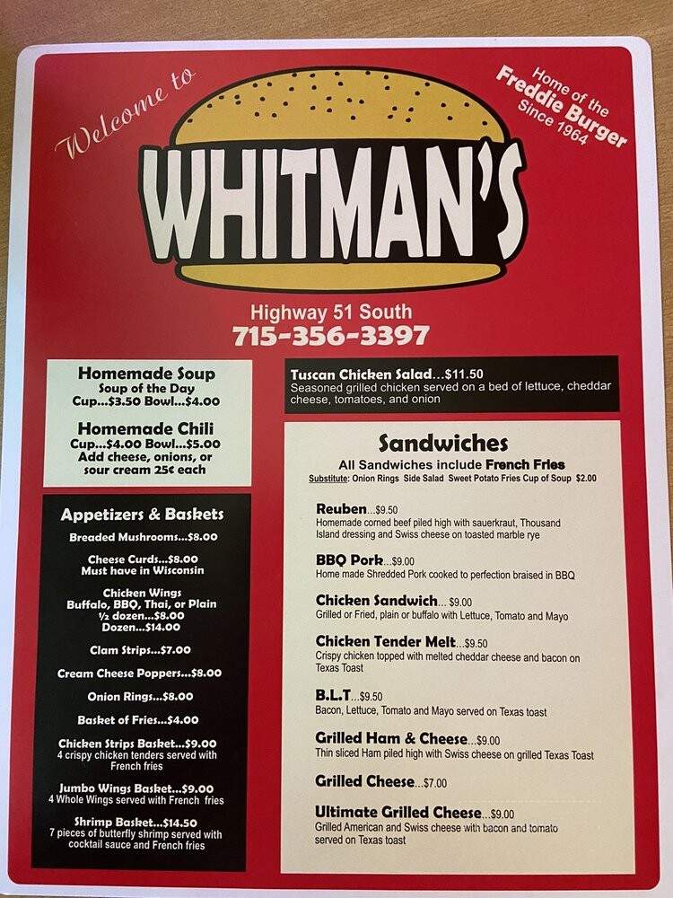 Whitman's Bar & Grill - Hazelhurst, WI menu_pic