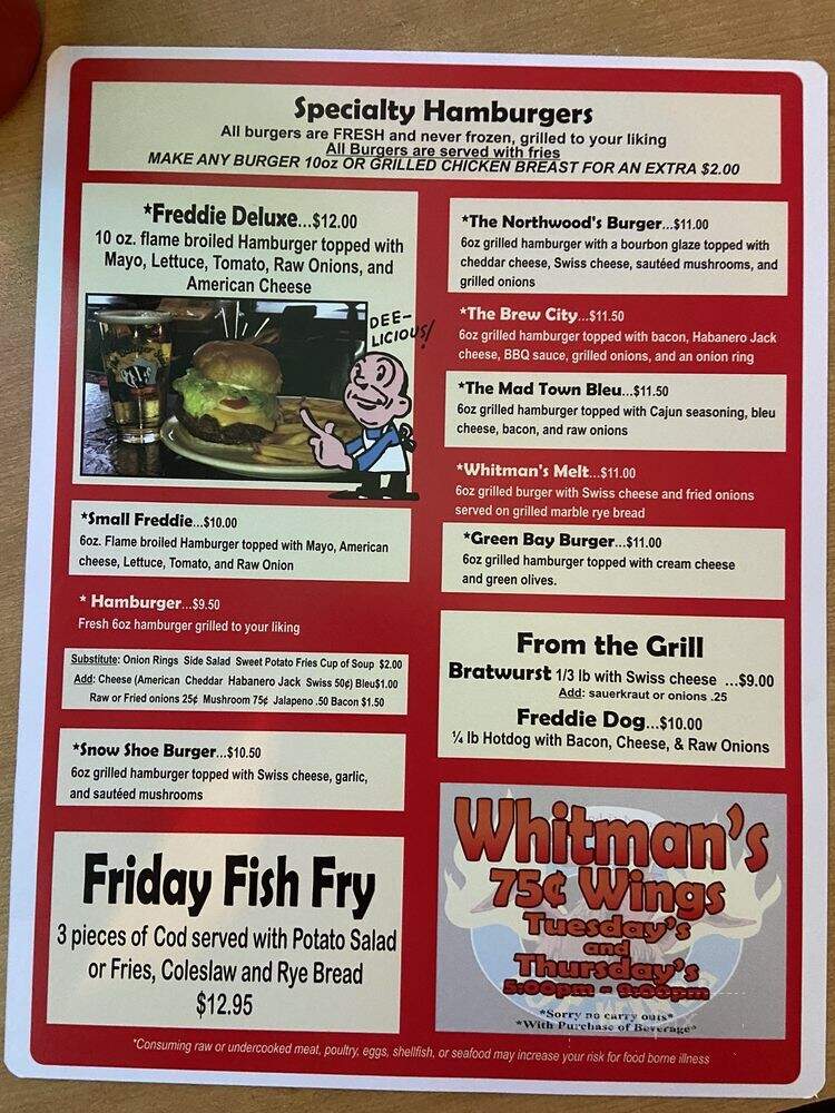 Whitman's Bar & Grill - Hazelhurst, WI menu_pic