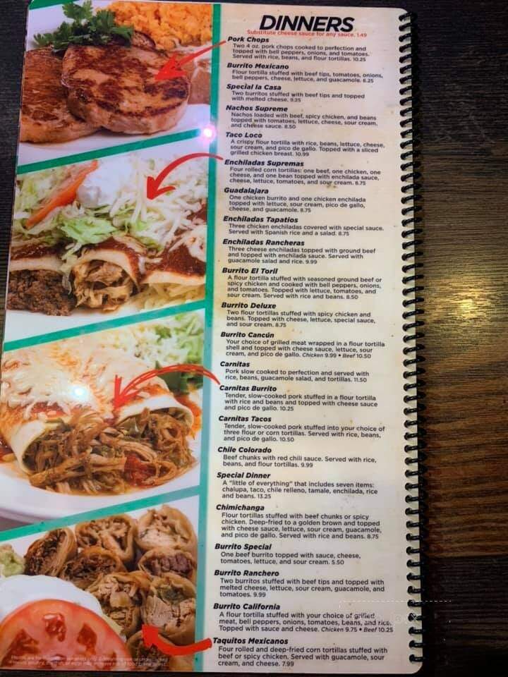 El Toril - Gallipolis, OH menu_pic