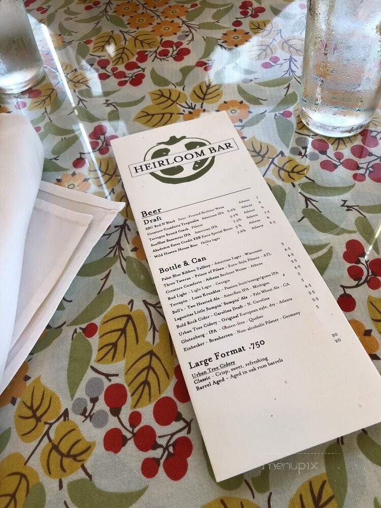 Heirloom Cafe Fresh Market - Athens, GA menu_pic