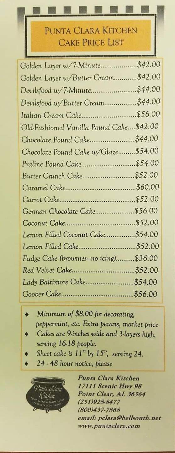 Punta Clara Kitchen - Point Clear, AL menu_pic