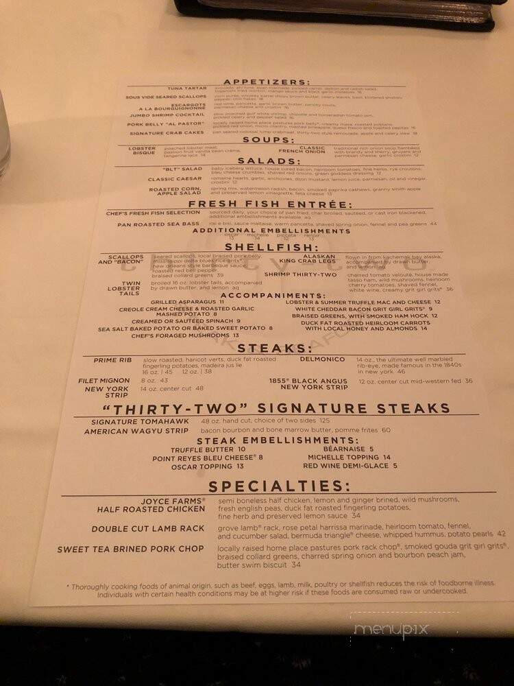 Thirty-two Steak & Seafood - Biloxi, MS menu_pic