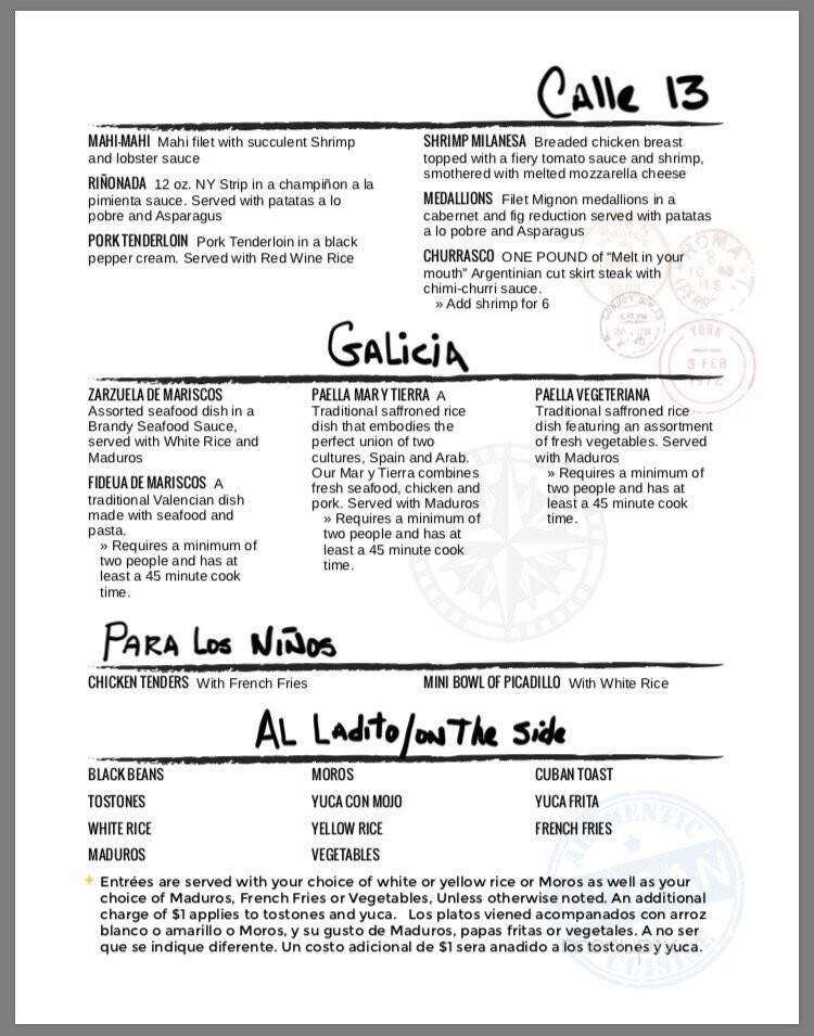 Mambo Grill - Salisbury, NC menu_pic