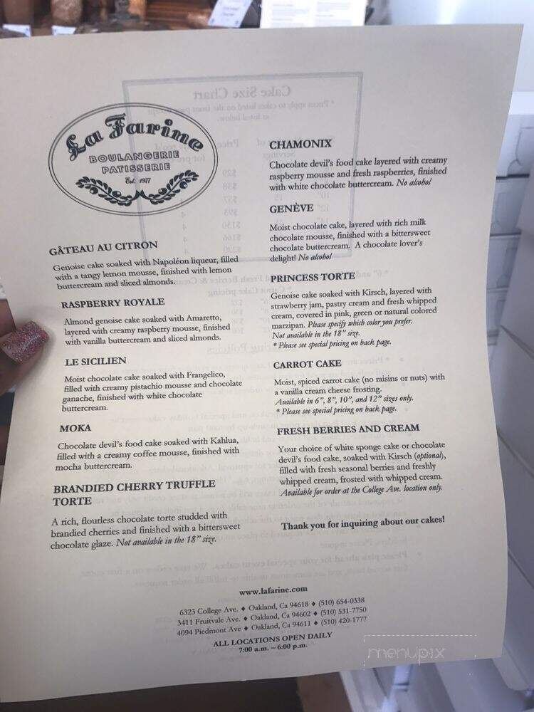 La Farine Bakery - Oakland, CA menu_pic