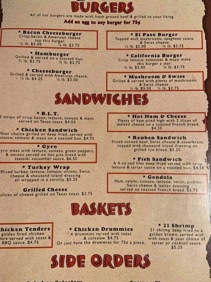 El Paso Bar & Grill - Ellsworth, WI menu_pic