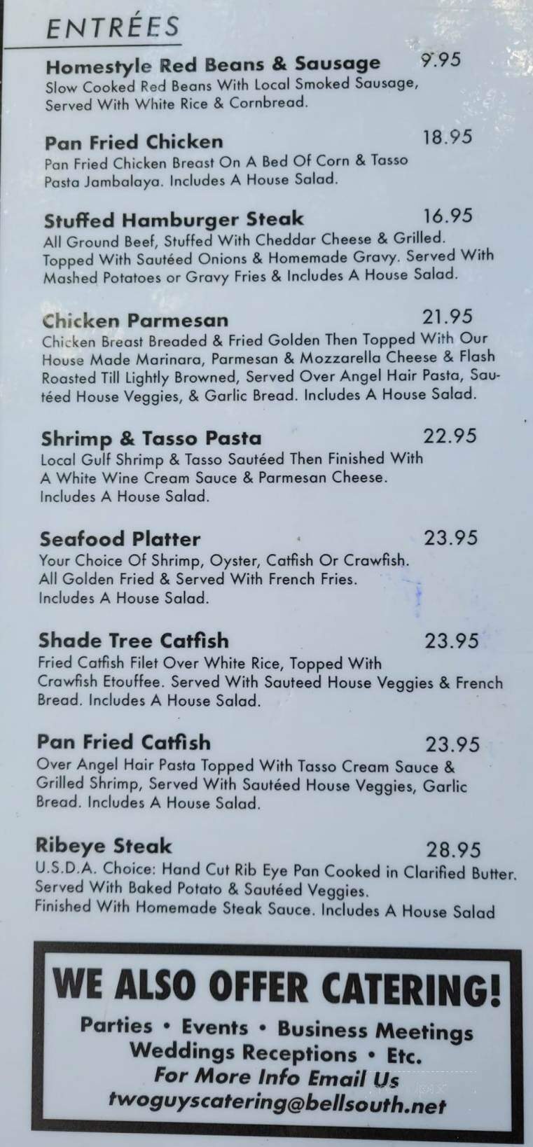 Shade Tree Cafe - Broussard, LA menu_pic