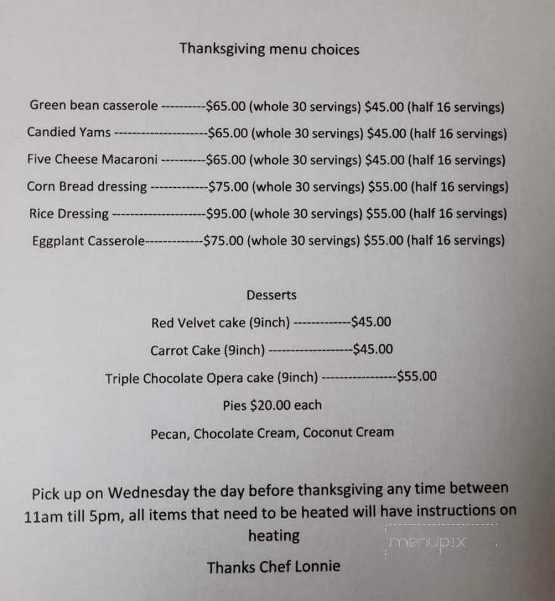 Shade Tree Cafe - Broussard, LA menu_pic