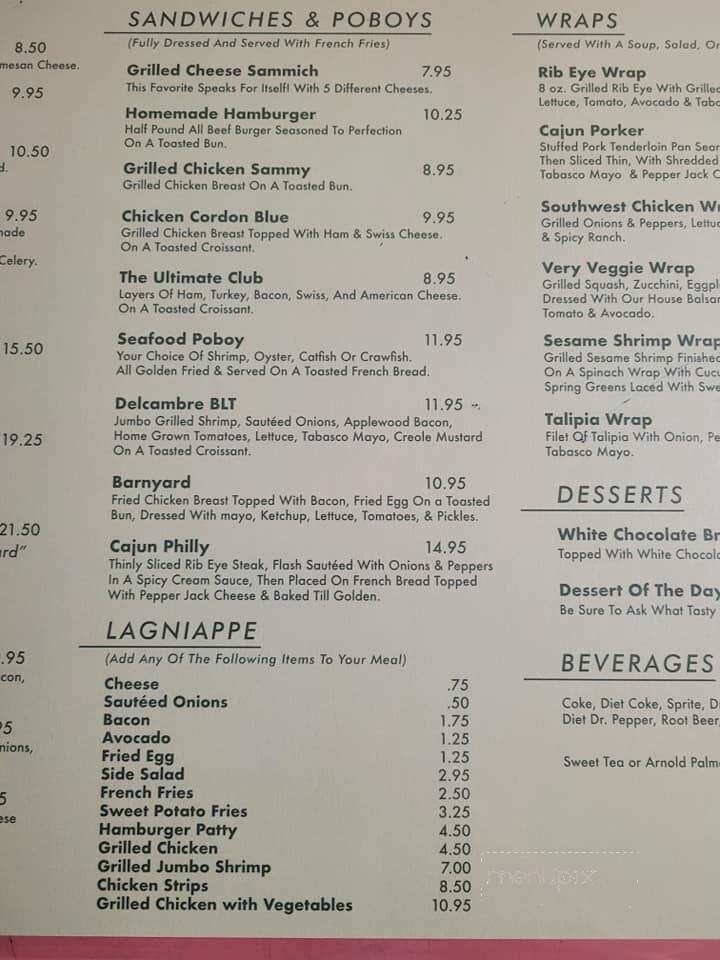 Shade Tree Cafe - Broussard, LA menu_pic
