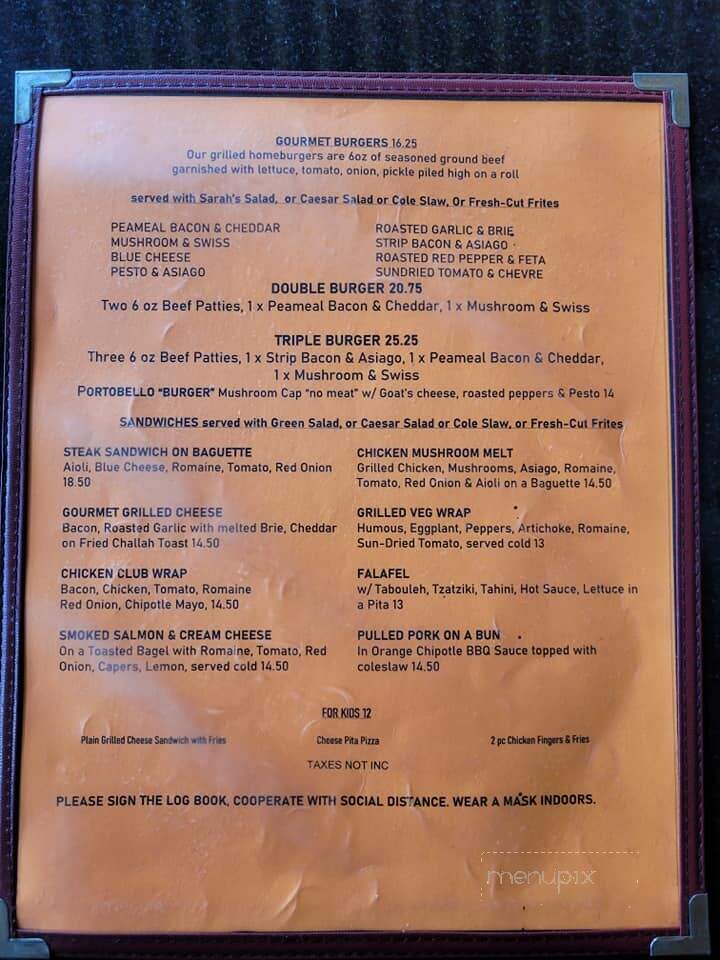 Sarah's Cafe and Bar - Toronto, ON menu_pic