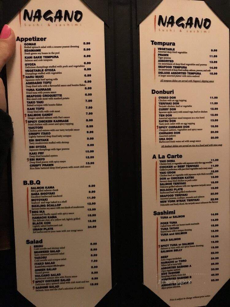 Nagano Japanese Restaurant - Coquitlam, BC menu_pic