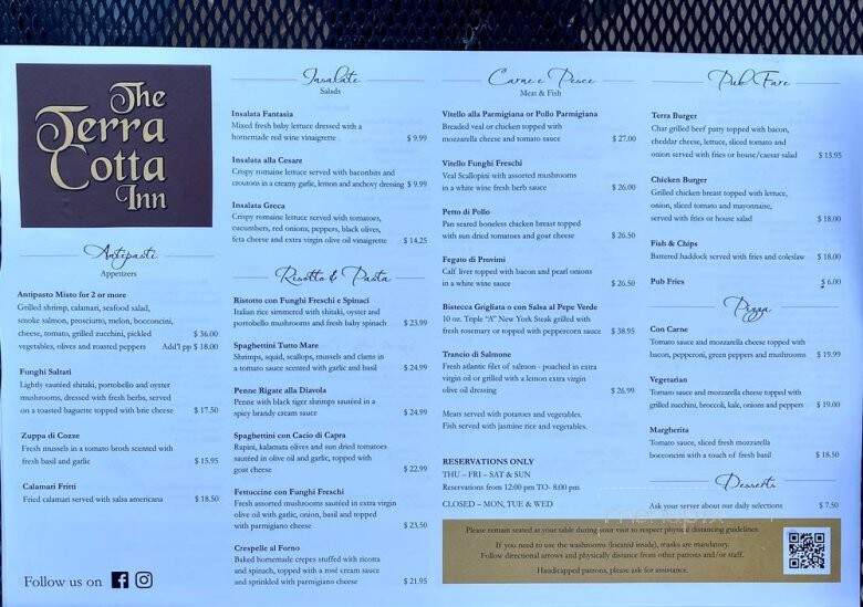 Terra Cotta Inn - Caledon, ON menu_pic