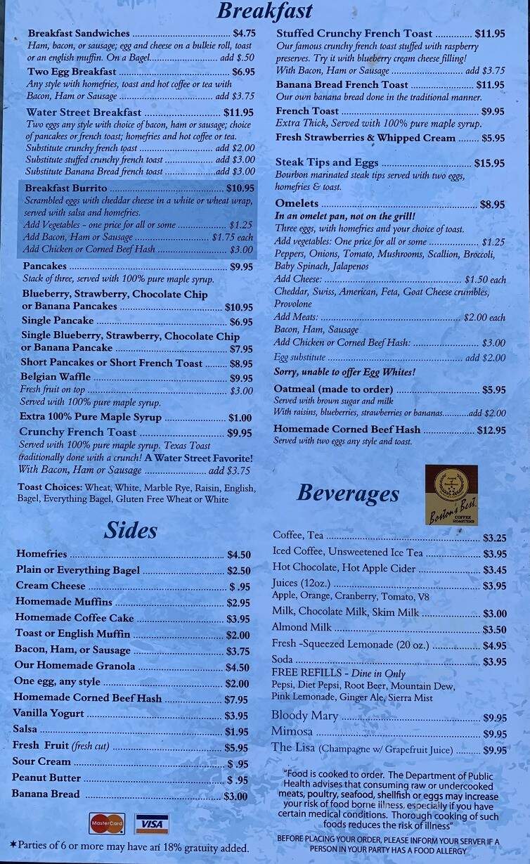 Water Street Cafe - Plymouth, MA menu_pic