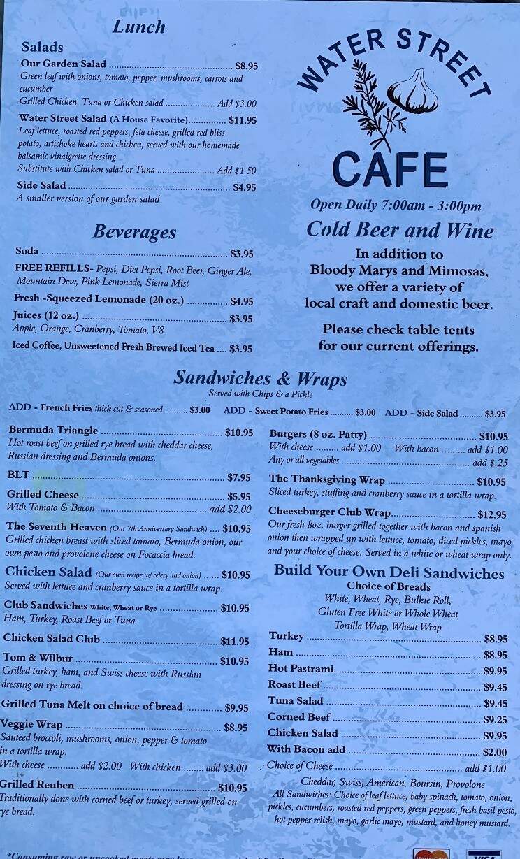Water Street Cafe - Plymouth, MA menu_pic