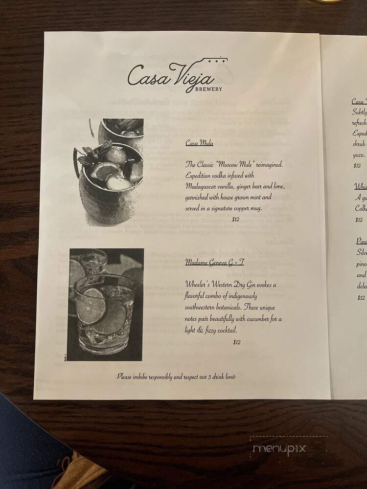 Casa Vieja - Corrales, NM menu_pic