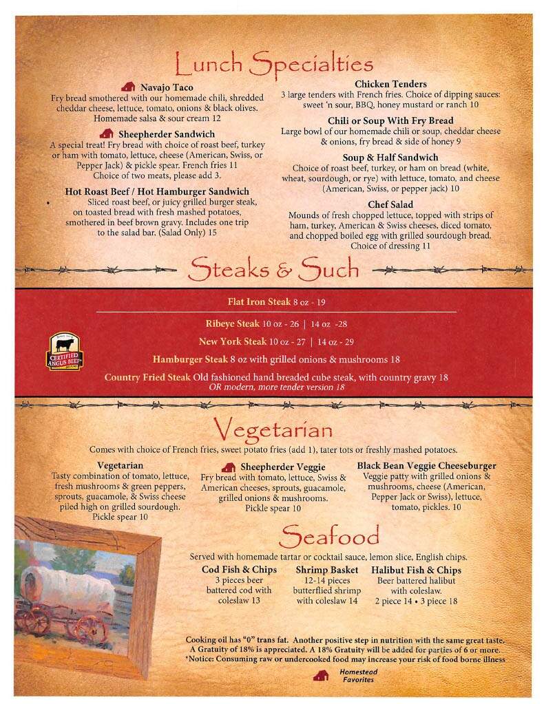 Homestead Steakhouse - Blanding, UT menu_pic