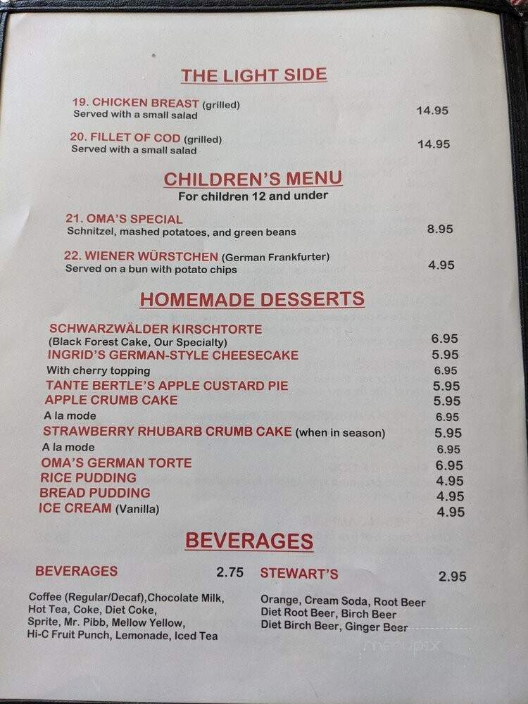 Edelweiss Restaurant - Staunton, VA menu_pic