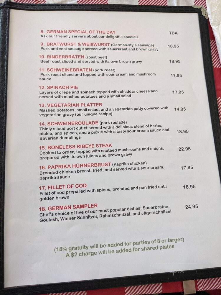 Edelweiss Restaurant - Staunton, VA menu_pic