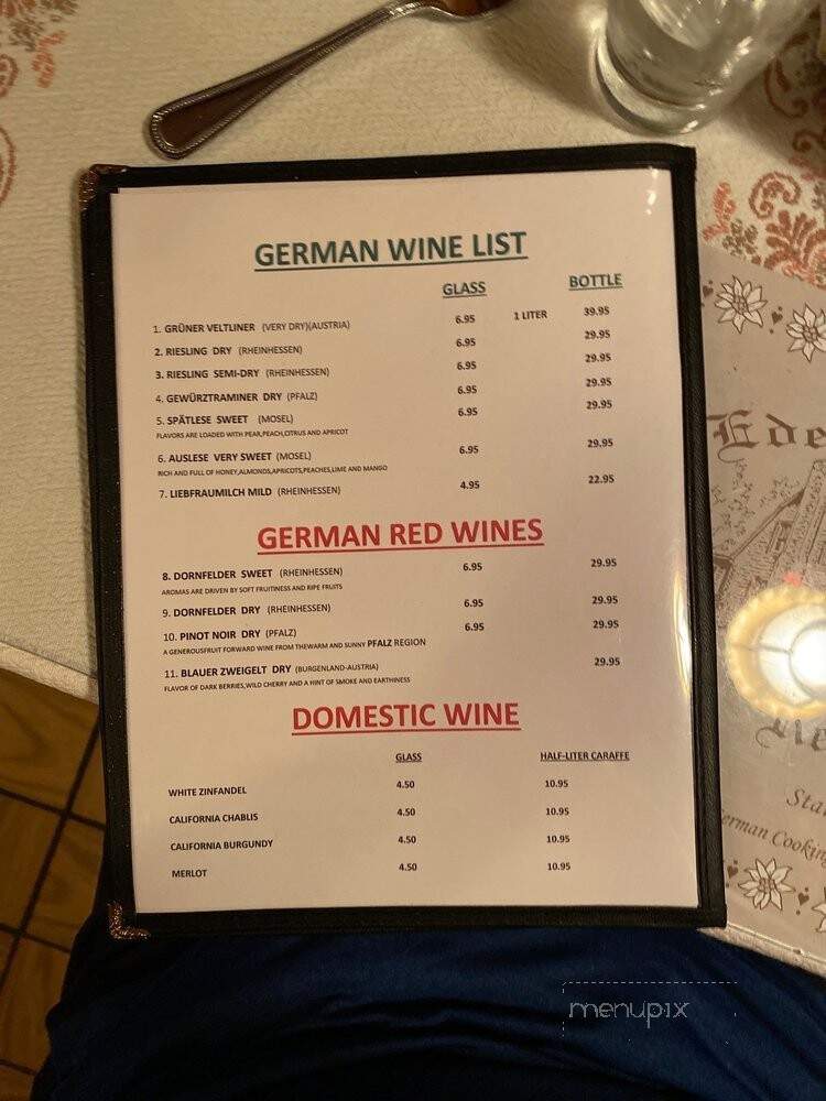Edelweiss Restaurant - Staunton, VA menu_pic