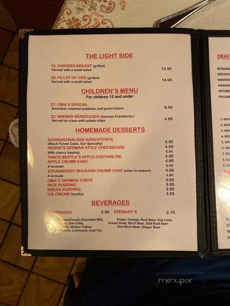 Edelweiss Restaurant - Staunton, VA menu_pic