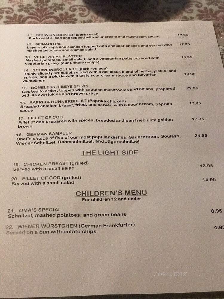 Edelweiss Restaurant - Staunton, VA menu_pic