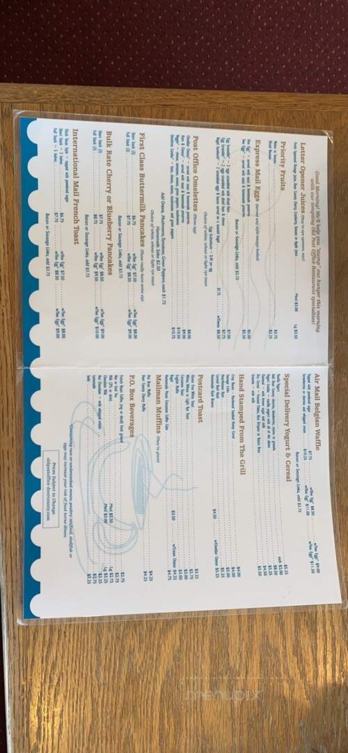 Old Post Office Restaurant - Ephraim, WI menu_pic