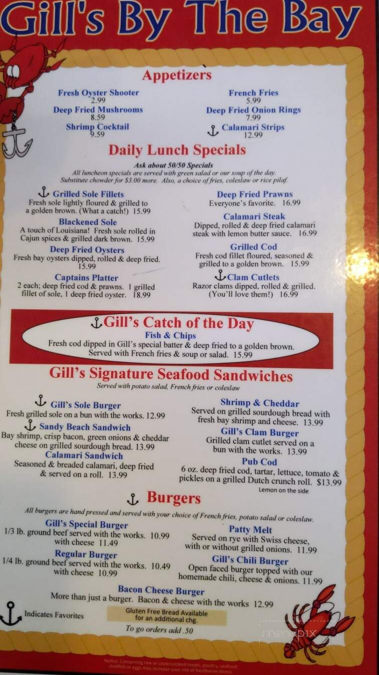 Gill's By The Bay - Eureka, CA menu_pic