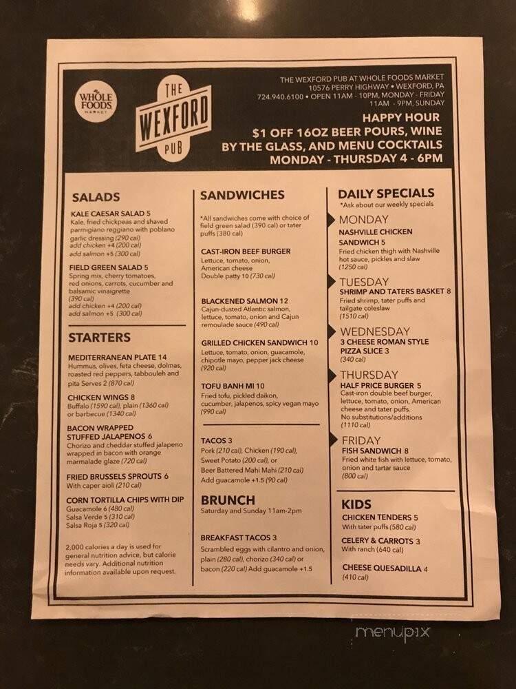 The Wexford Pub - Wexford, PA menu_pic