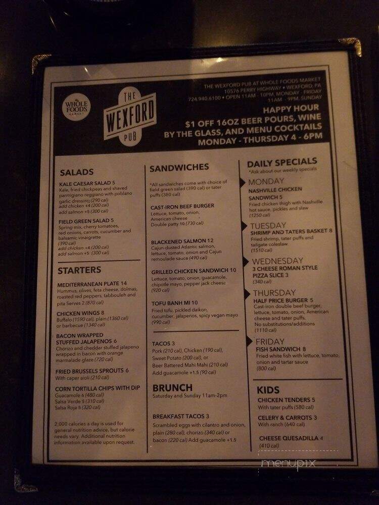The Wexford Pub - Wexford, PA menu_pic