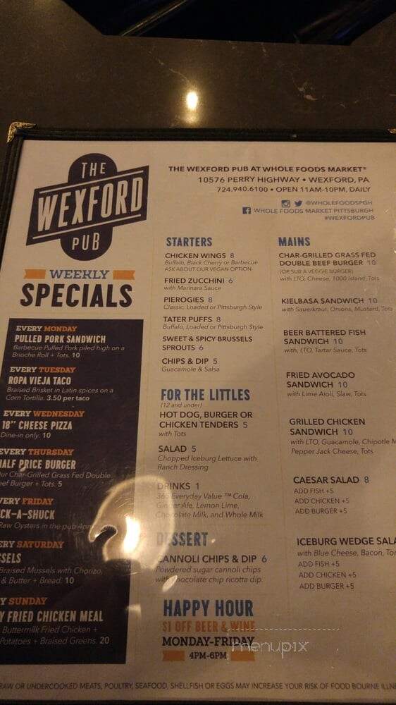 The Wexford Pub - Wexford, PA menu_pic