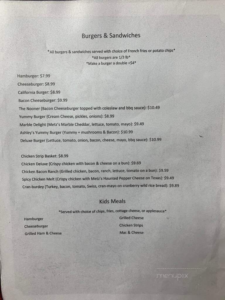 Burdey's Cafe - Peterson, MN menu_pic