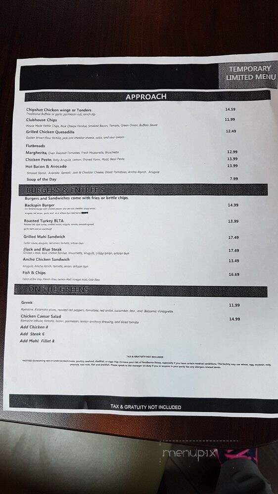 PGA Tour Grill - Jacksonville, FL menu_pic