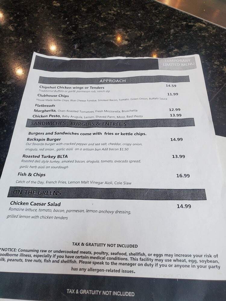 PGA Tour Grill - Jacksonville, FL menu_pic