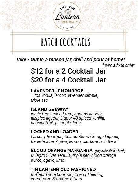 The Tin Lantern Bar & Grill - Meadow Vista, CA menu_pic