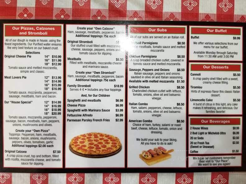 Our Place Pizzeria & Restorante - Branford, FL menu_pic