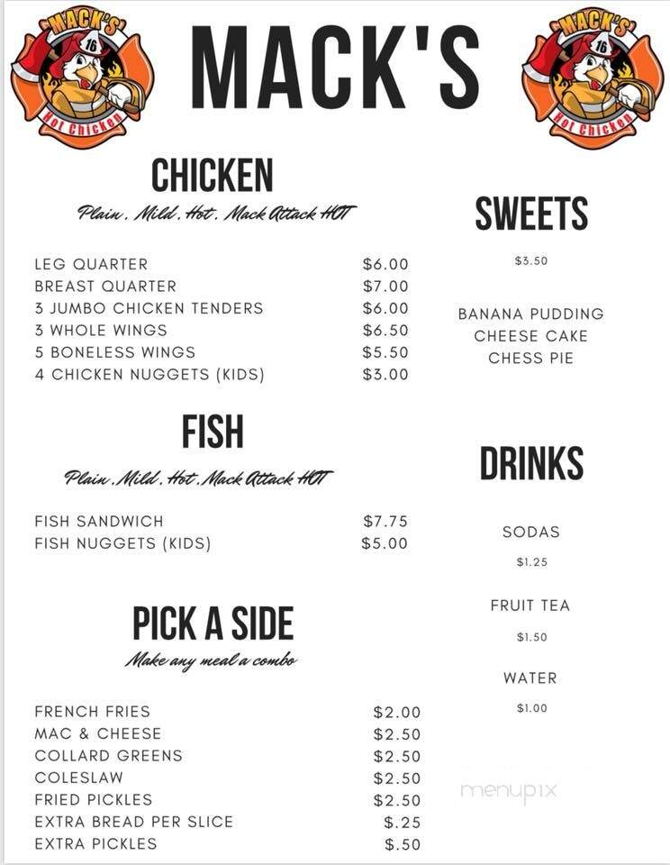 Mack's Hot Chicken - Smyrna, TN menu_pic