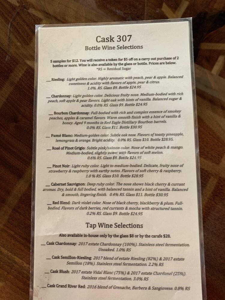Cask 307 - Madison, OH menu_pic